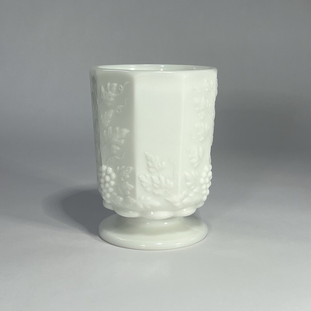 Vintage Westmoreland Milk Glass Open Sugar Bowl Cup Paneled Grape Vine USA PA 4" - Picture 6 of 11